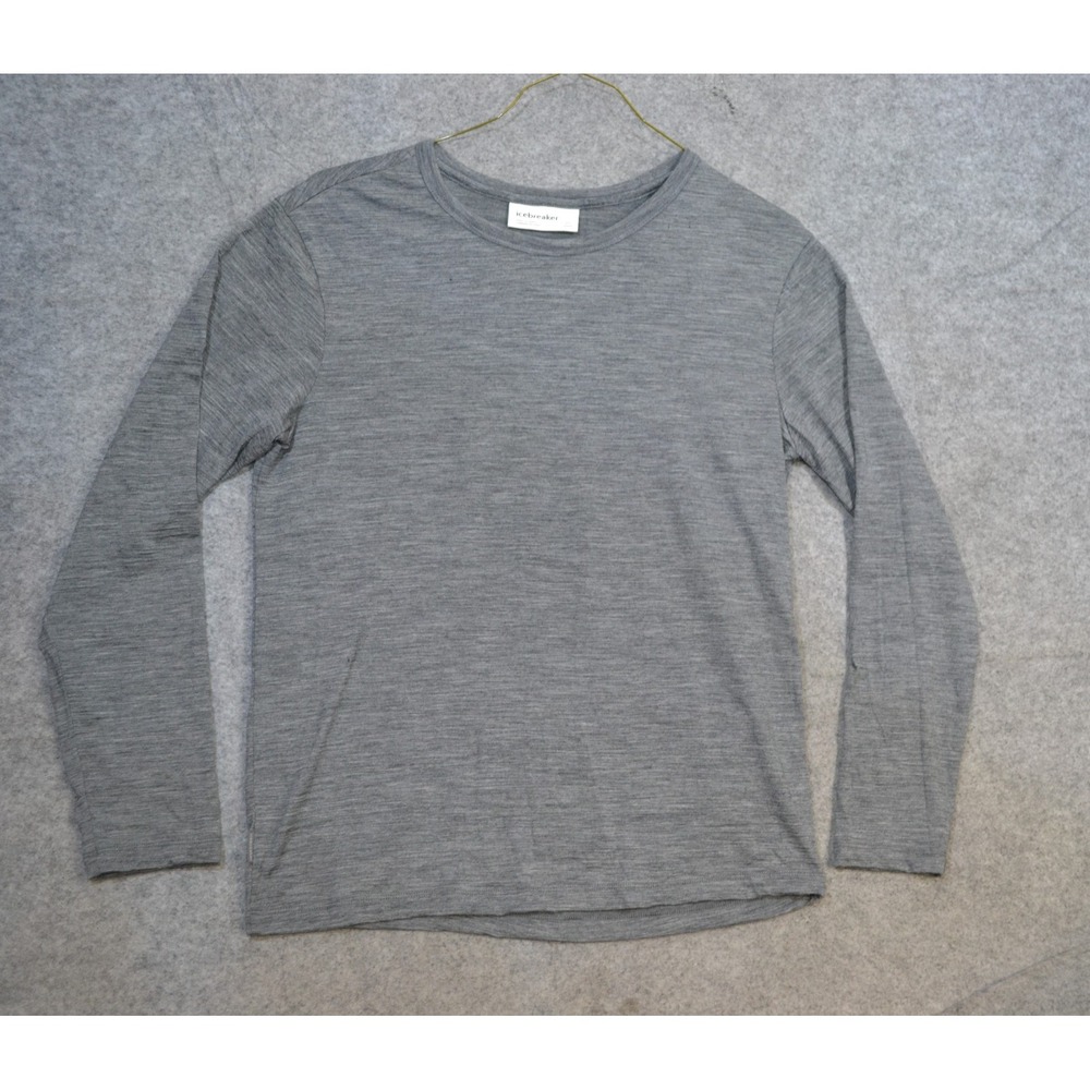 Icebreaker Shirt Womens XS Gray Wool Long Sleeve Lightweight Crew Base Layer